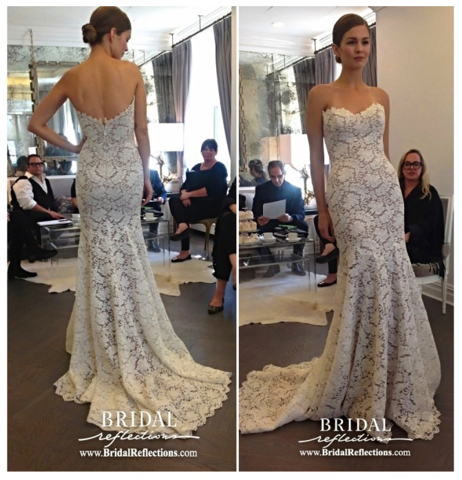 vineyard lace gown featuring a scalloped sweetheart neckline