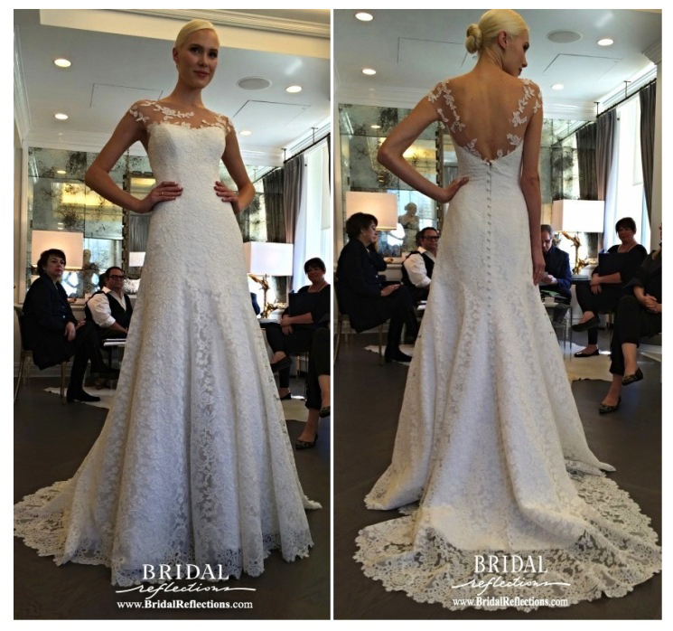 A-line gown made of re-embroidered lace