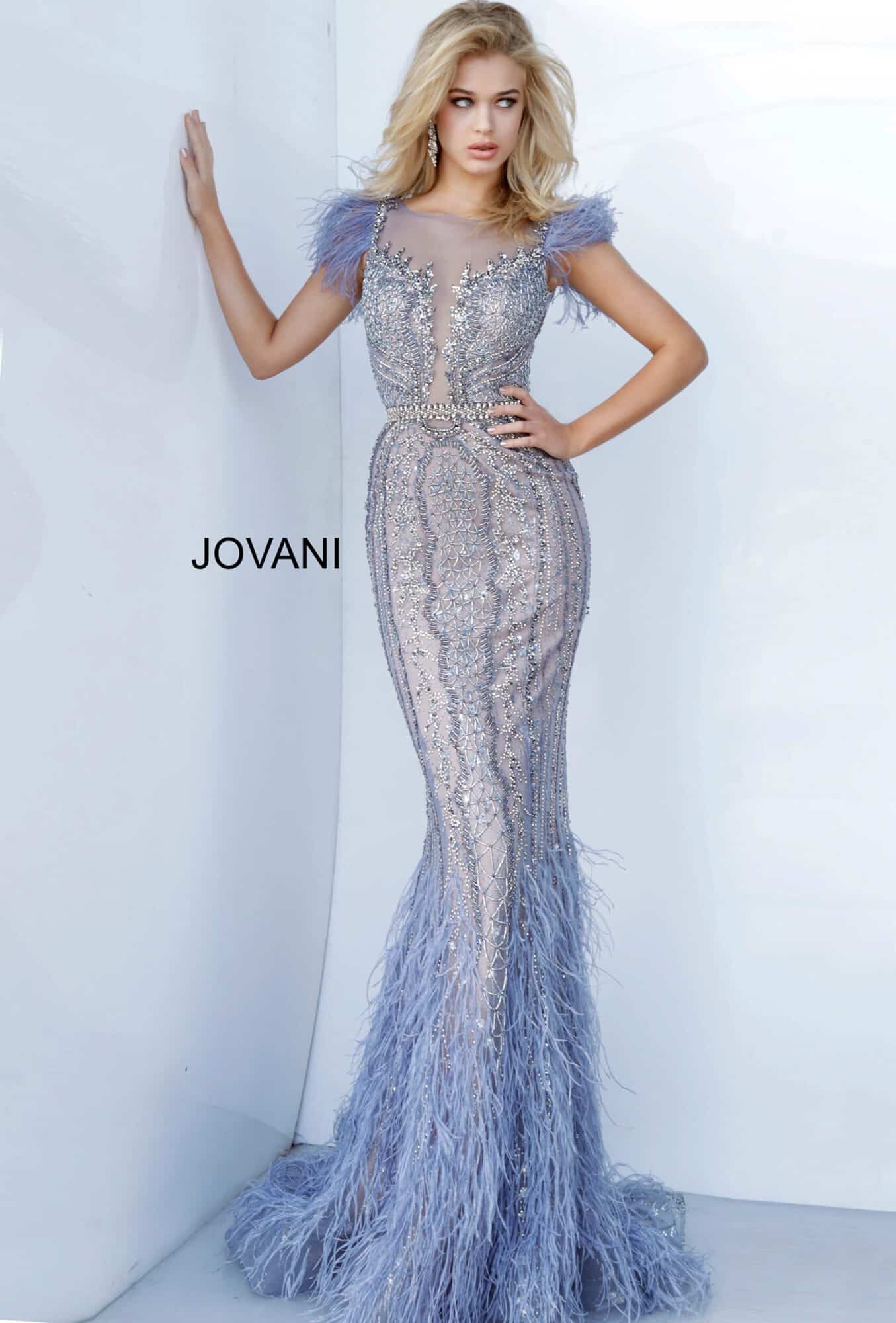 Jovani Dress 23354 | Navy One Shoulder Embellished Evening Dress