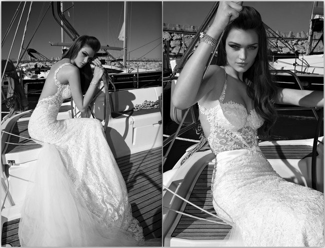 Wedding Dress Model on a Boat